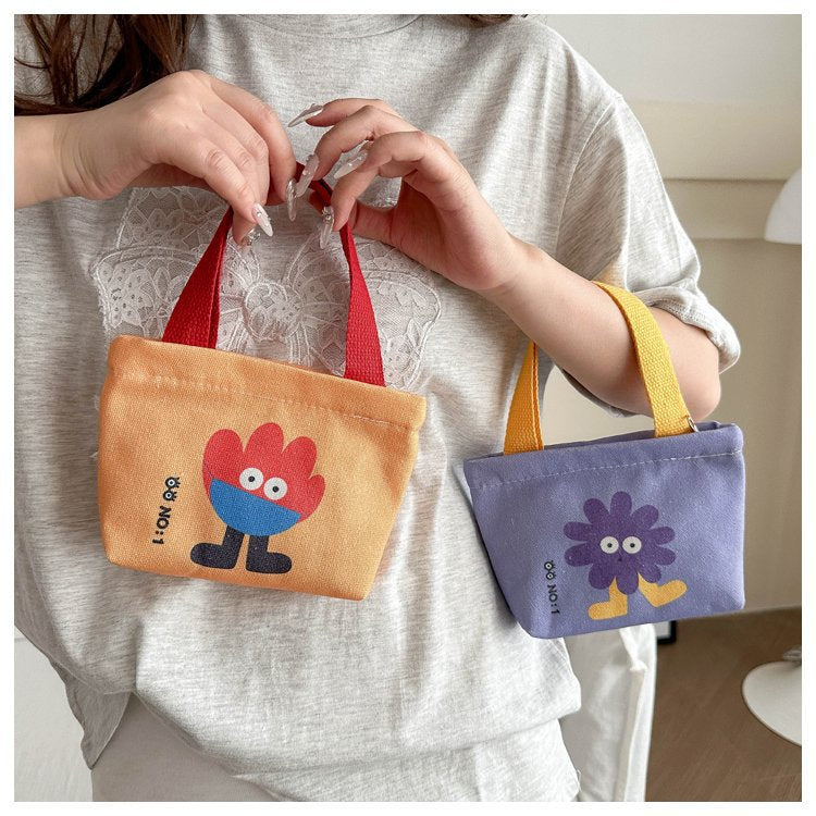 Portable Mini Fashion out Small Handbag Women's New Sundries Canvas Bag Office Worker New Storage Small Carrying Bag