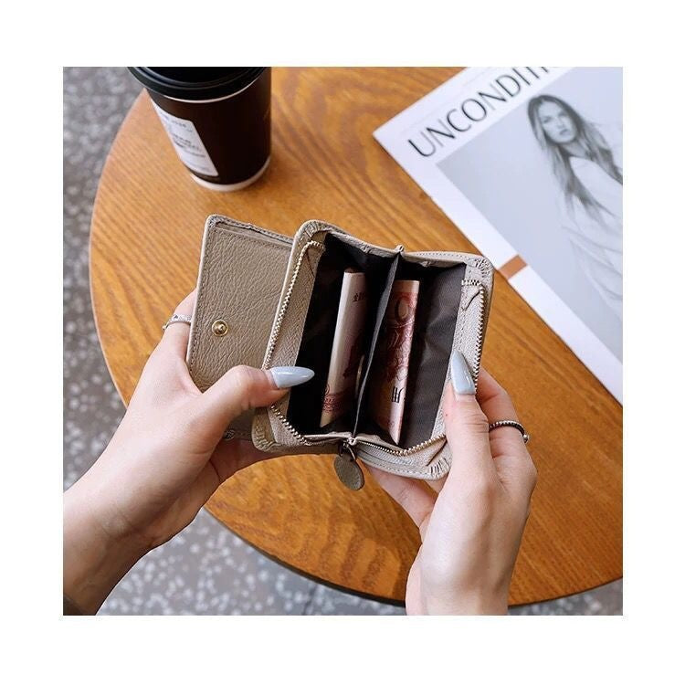 Compact Wallet for Women with Zipper Card Holder, Multi-Card Slots, ID & Cash Organizer, Urban Minimalist Design