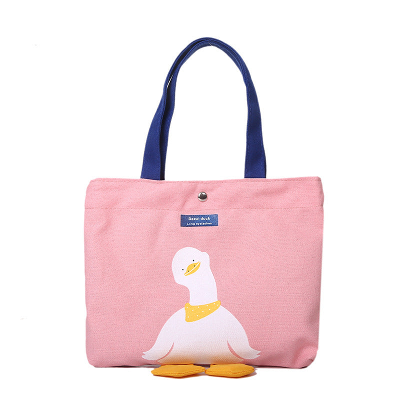 Cute Canvas Tote Bag for Women - Fashionable Small Square Shoulder Bag with Color Block Design and Magnetic Closure