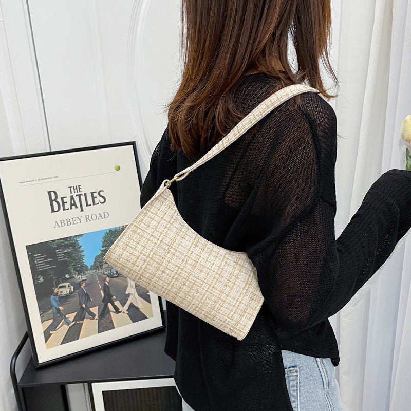 Simple Plaid Design Underarm Bag Women's Cross-Border Trendy One-Shoulder Bag Fashion Good-looking Commuter's All-Matching Women's Bag