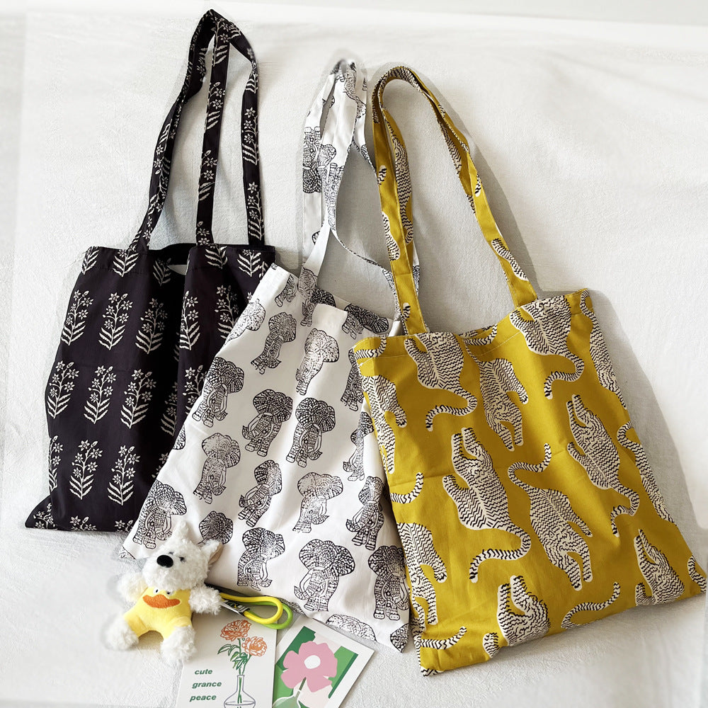 Women's Shoulder Bag New Indian Traditional Rubbing Cotton Reusable Bag Korean Style Simple Cloth Bag Thin