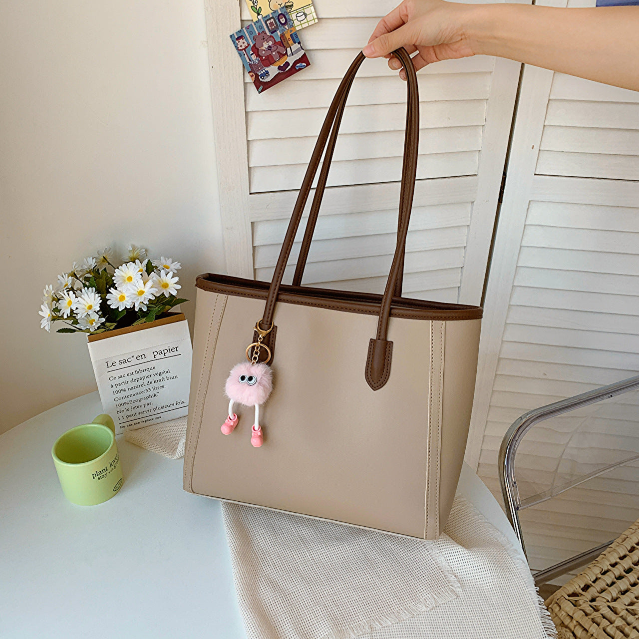 2025 New Fashion Large Capacity Tote Bag for Women, Vintage Style PU Leather Shoulder Bag with Zipper Closure and Nylon Lining, Perfect for Daily Commute and Casual Outfits