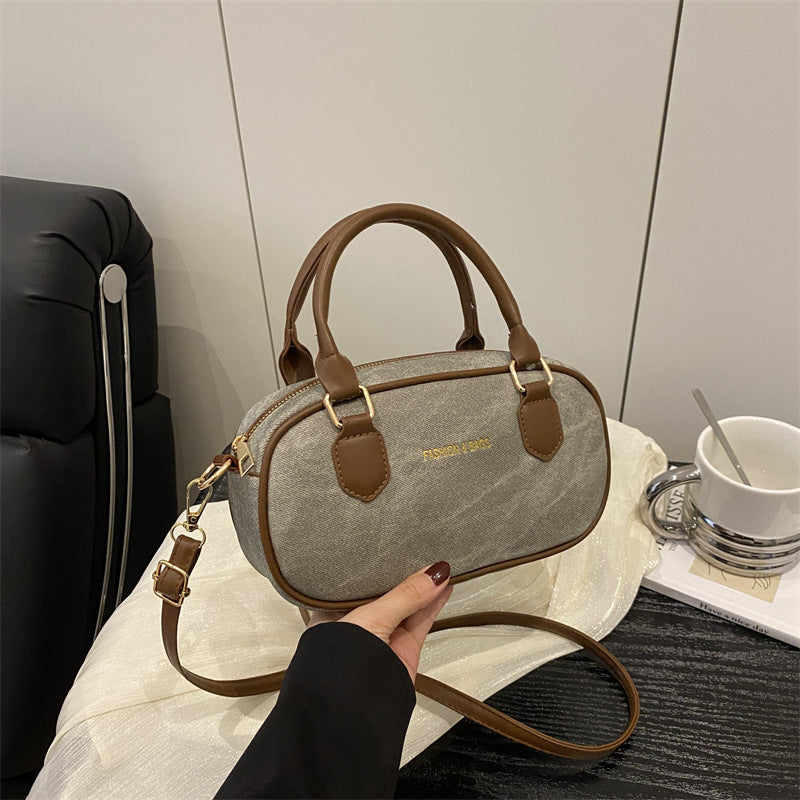 Hand-Carrying Retro Bowling Bag Women's Summer New Fashion Casual Shoulder Bag Small High-Looking Messenger Bag