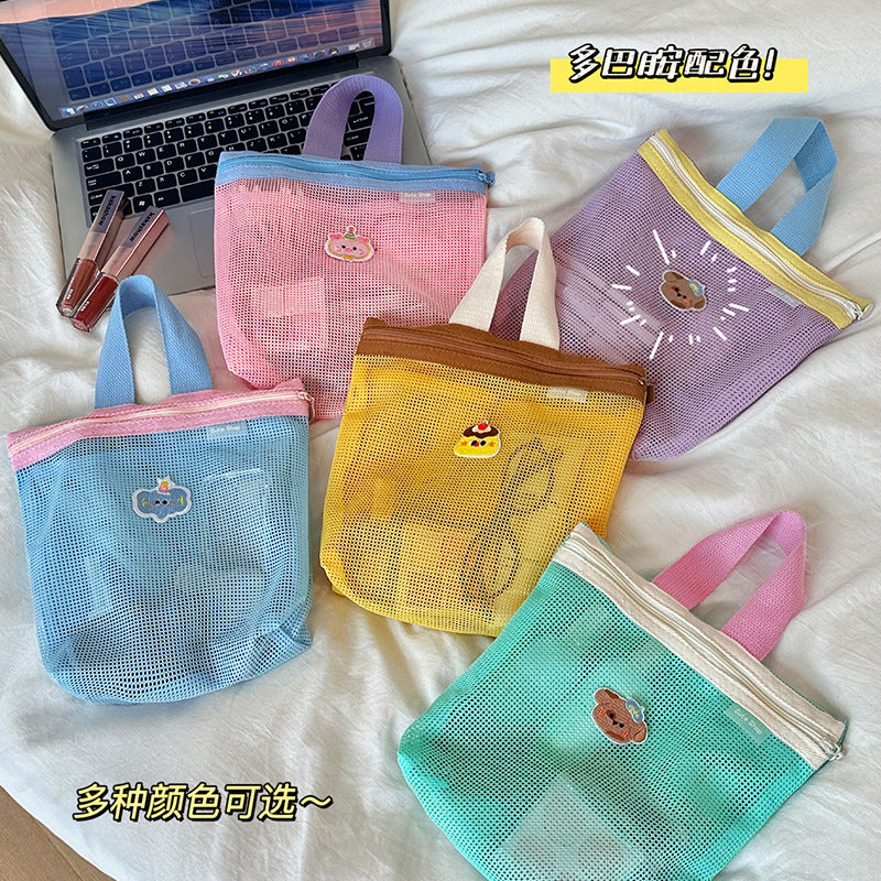 Portable Portable Toiletry Bag Storage Cosmetic Bag Mesh Sand Breathable Travel Swimming Portable Cosmetic Bag