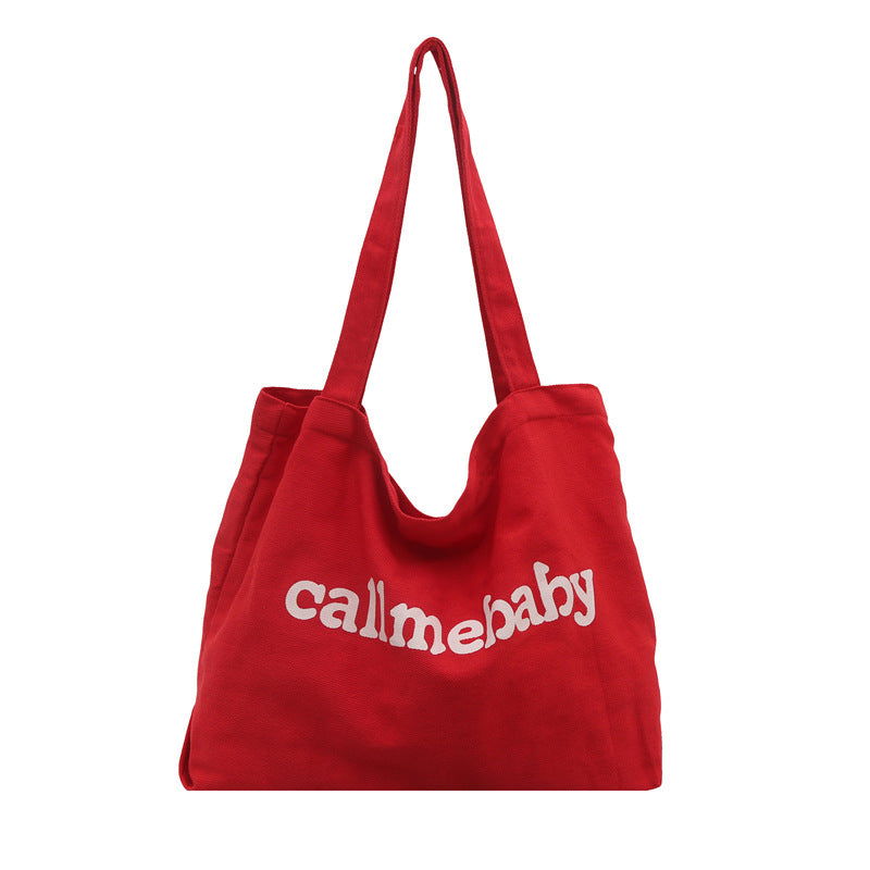 Korean Style Letter Tote Bag Casual Chic Large Capacity Shoulder Bag for Daily Use and Commuting
