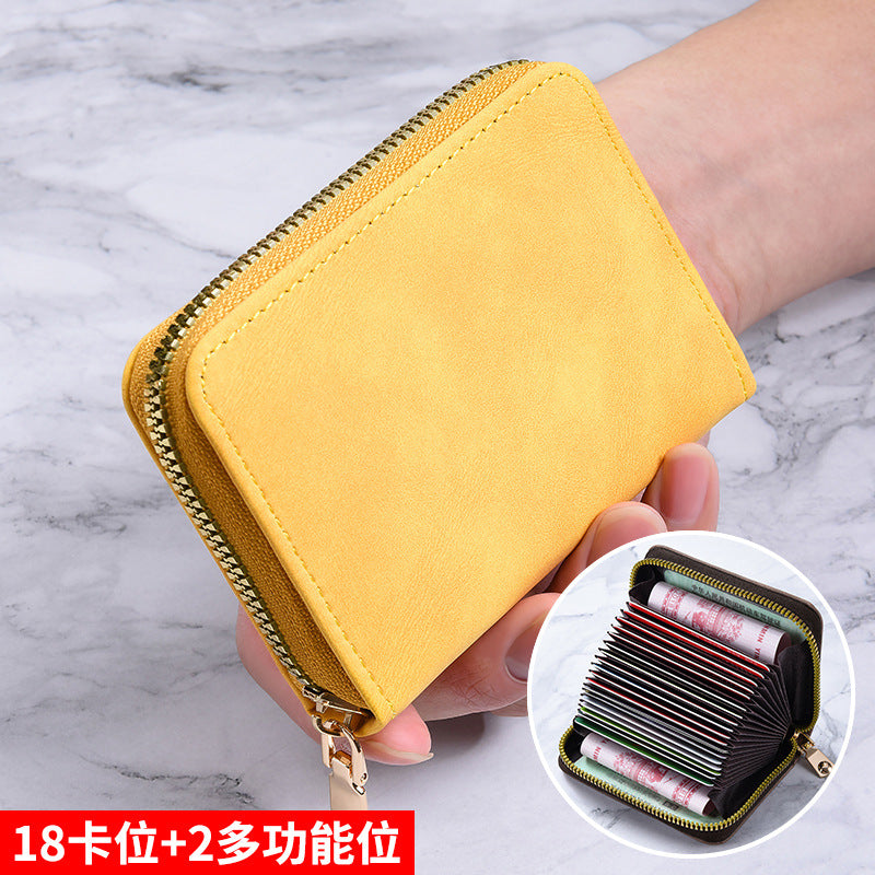 Women's Wallet Anti-Degaussing Expanding Card Holder 18 Card Position Zipper Coin Purse Daily Multi-Functional Credentials Storage