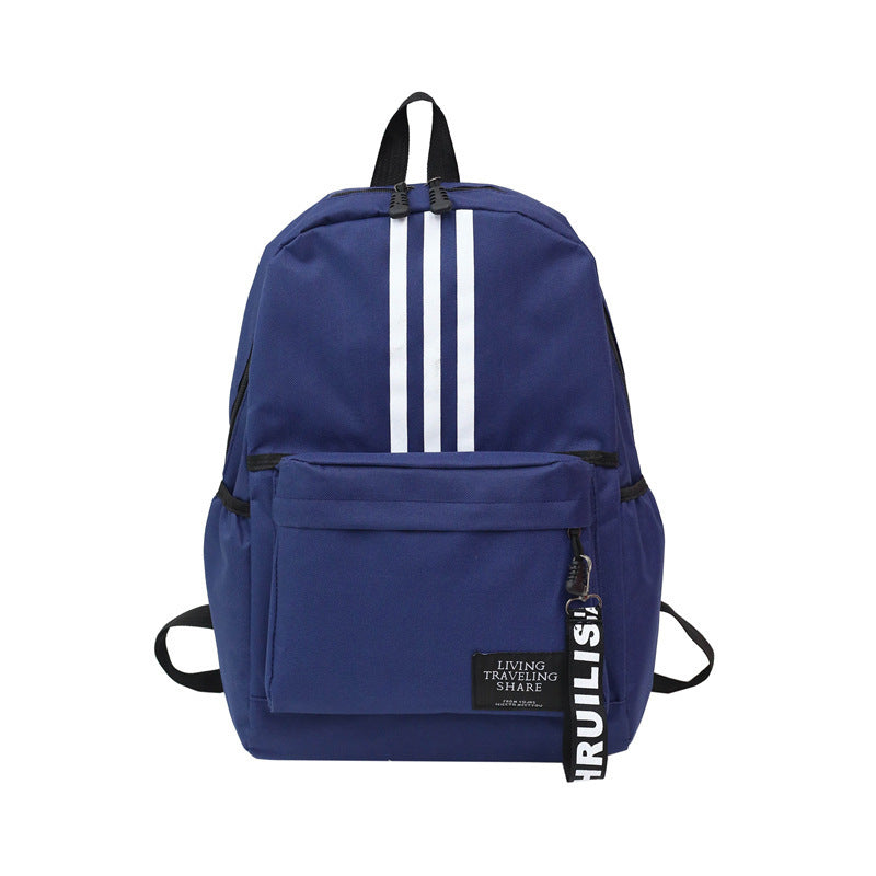 Women's Schoolbag Urban Simple Striped Backpack Student Schoolbag Waterproof and Hard-Wearing Large Capacity Unisex Campus Backpack