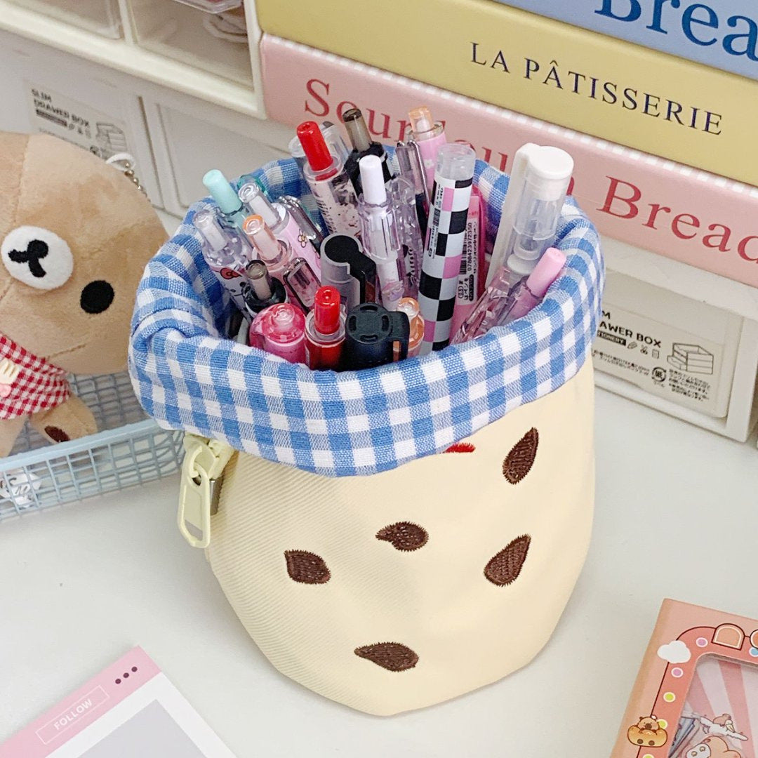 Cute Cookie-Shaped Pencil Case with Foldable Design and High Capacity for Students' Stationery Storage