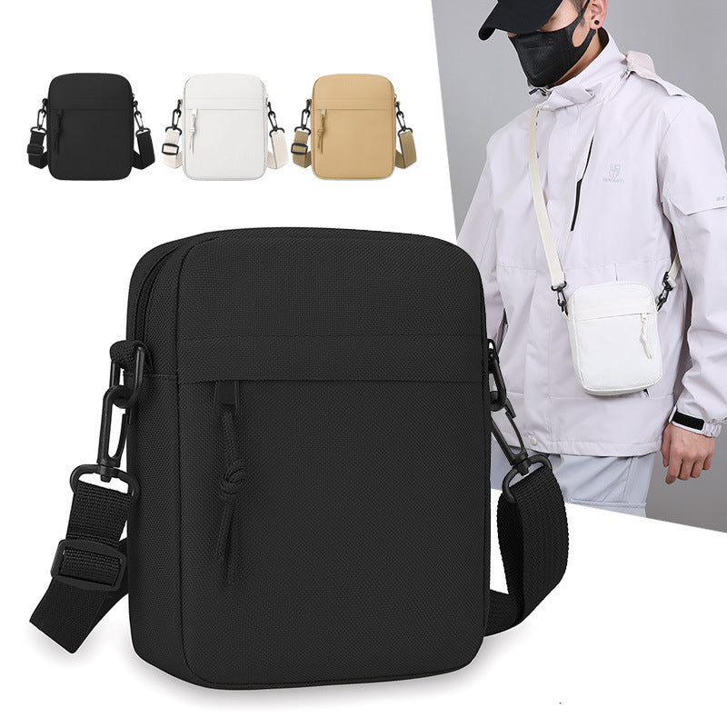 Men's Shoulder Bag Simple Canvas Lightweight Mini Phone Small Change Storage Casual Messenger Bag