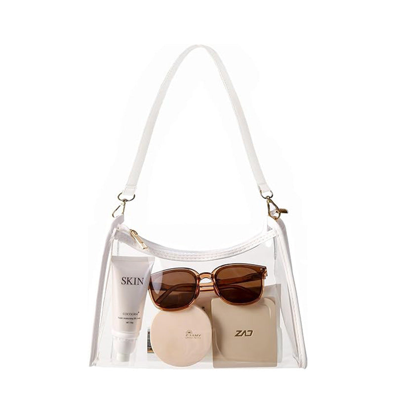 Popular Transparent PVC Shoulder Bag Travel Waterproof Storage Underarm Bag