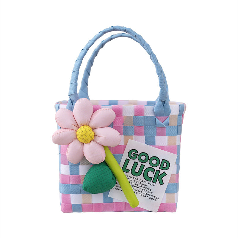 Dopamine Color Gift Bag Large Capacity Portable Vegetable Basket Crossbody Outdoor All-Matching Handbag Fashion