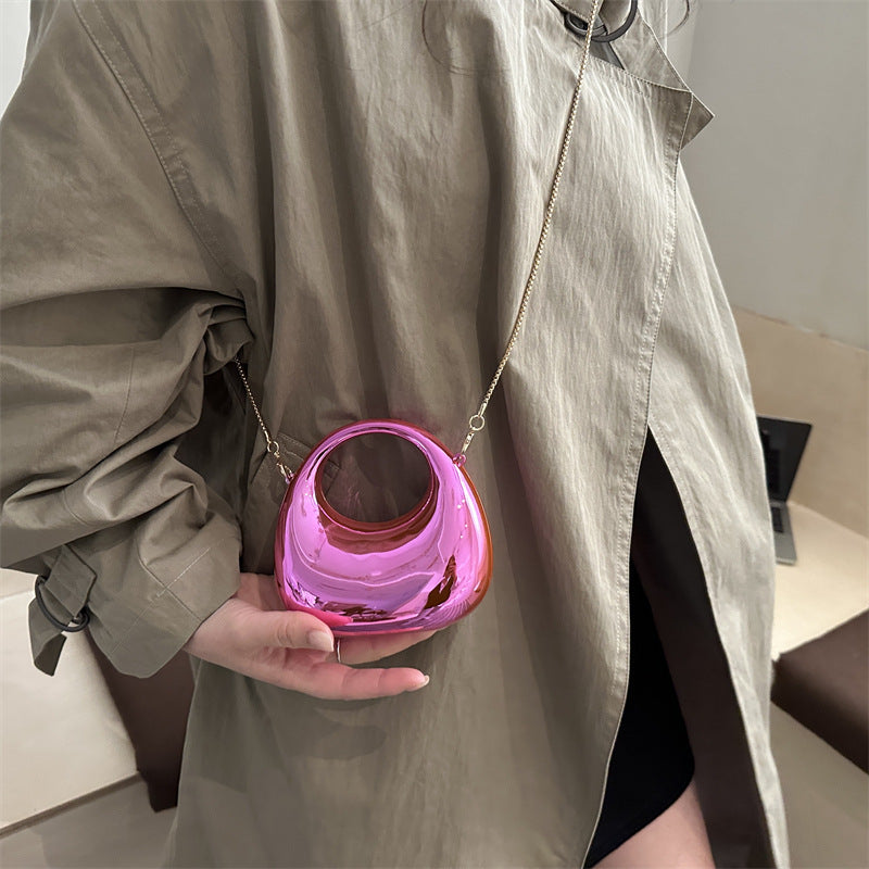 Trendy New Dinner Bag Women's Fashion Handbag Moon Bag Simple Solid Color Chain Messenger Bag Shoulder Bag