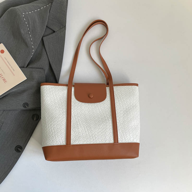 New Women's Large Capacity Totes Casual Simple Color Collision Design Daily Commuter's All-Matching Shoulder Bag