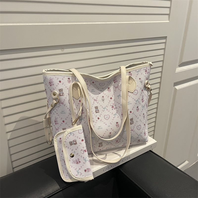 New Printing Large Capacity Shoulder Tote Bag Female Fashion Personality Trend Design Everyday Joker Commuter Bag