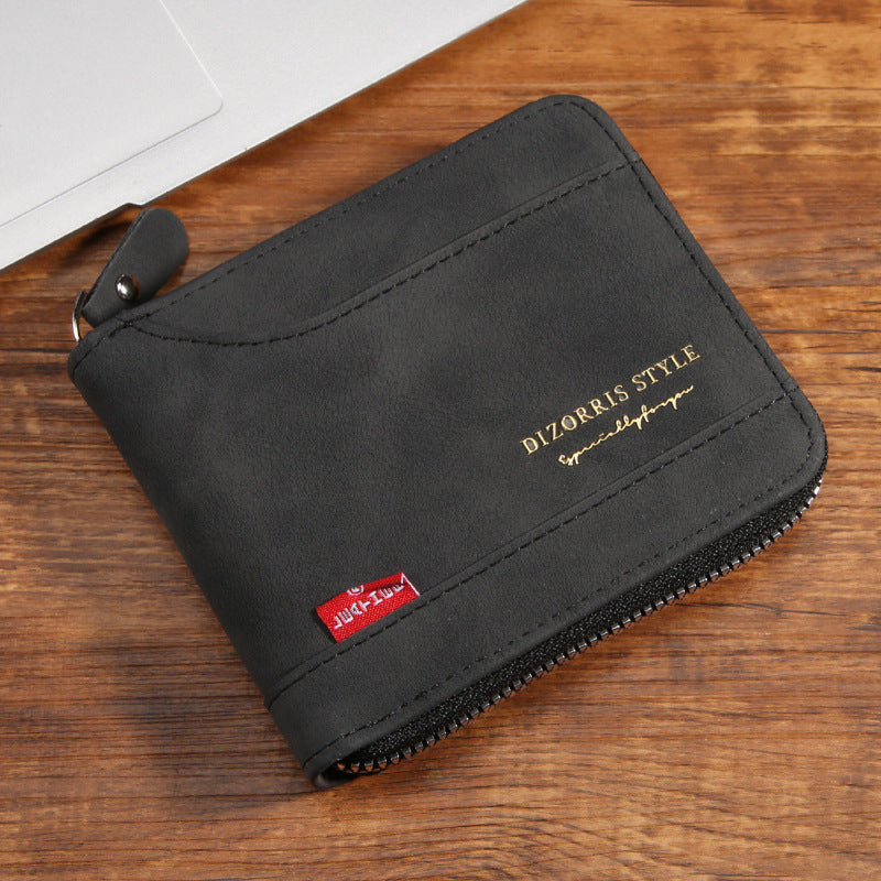 Retro PU Leather Men's Wallet with Zipper and Expandable Design for Daily Use