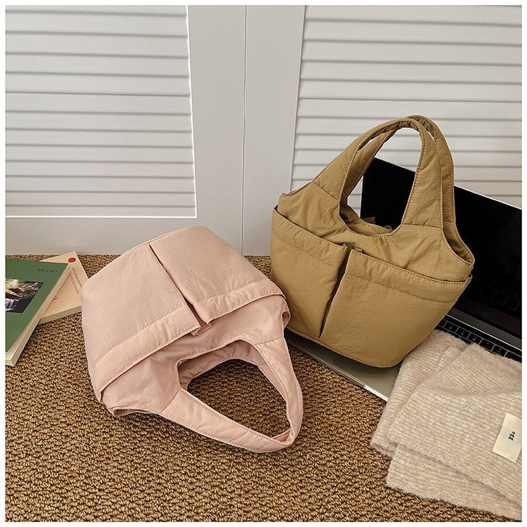 Tote Bag Women's Large-Capacity Commuter New Pleated Travel High-Grade Shoulder Messenger Bag