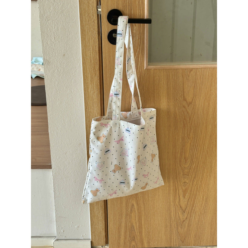 Cute Floral Print Tote Bag for Women 2024 Trendy Canvas Shoulder Bag with Large Capacity Perfect for Daily Commute and Travel