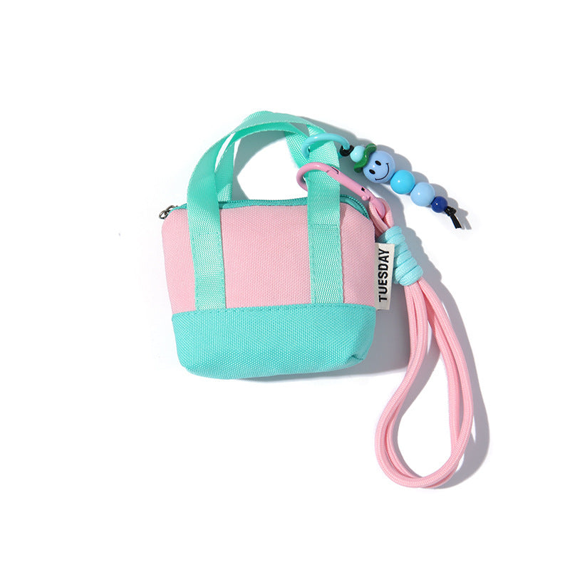 Dopamine Pink Mini Handbag Earphone Bag Storage Box USB Cable Protection Sleeve Organizing Folders Change Card Bag Fashion