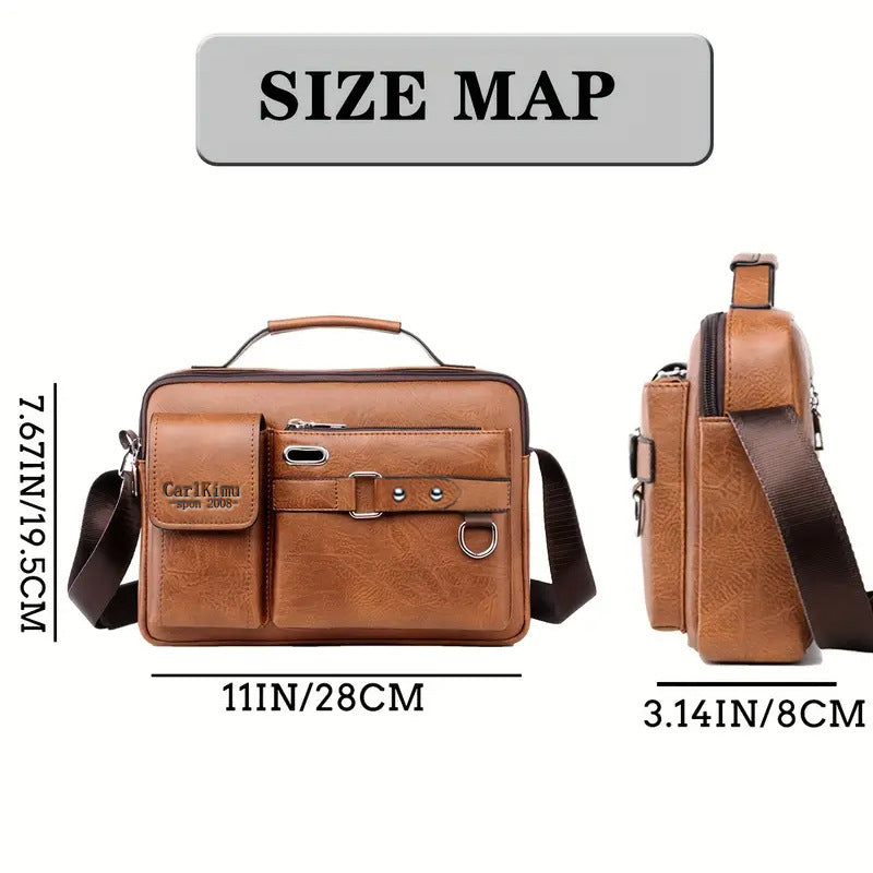 Men's Premium PU Crossbody Bag with Multiple Pockets for Business and Commuting