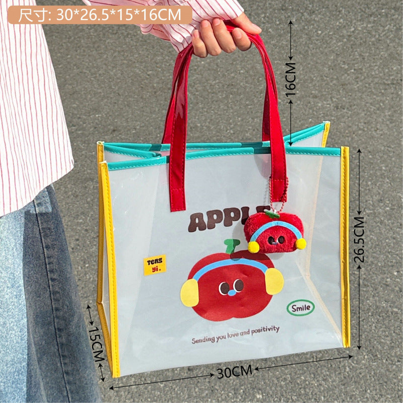 Simple Fashion Jelly Beach Bag Cartoon Tote Cute Transparent Waterproof Travel Tote Shoulder Bag