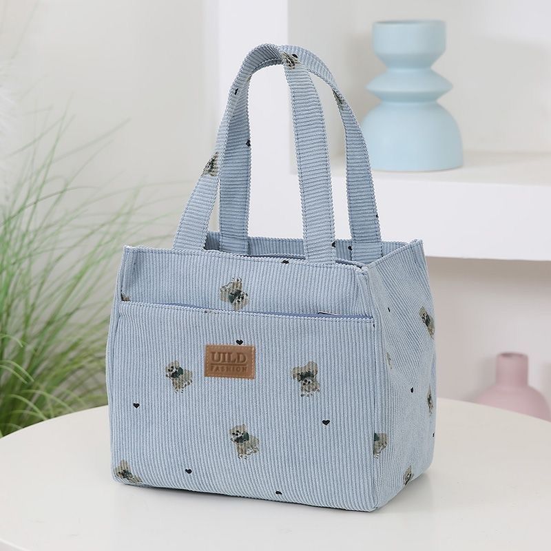 Women's Handbag Corduroy Bear Printed Handbag Daily Commute Leisure Lunch Bag