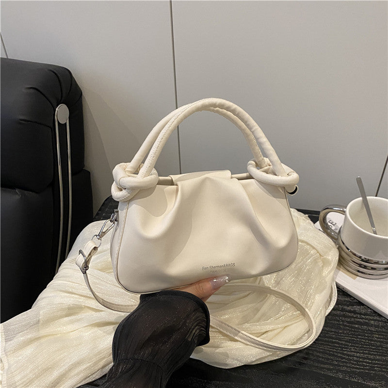 Elegant Pleated Cloud Bag for Women 2025 New Fashion Minimalist Shoulder Crossbody Handbag with Magnetic Closure and Soft PU Leather