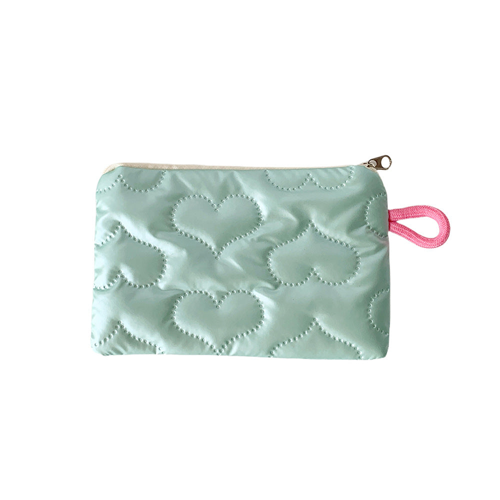 Cosmetic Bag Women Bow Silver Shiny Surface Portable Carry-on Bag Earphone Data Cable Storage Coin Purse