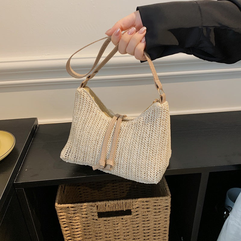 Women's Straw Shoulder Bag Fashionable New Unique and Exquisite Spring Versatile Texture High Class Elegant Crossbody Bag