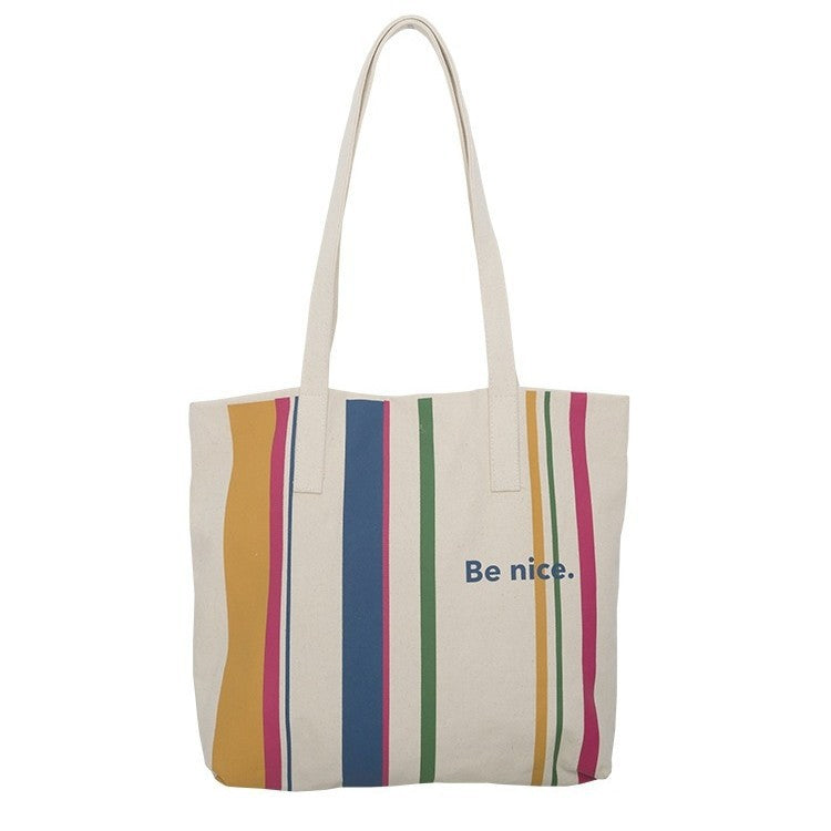 Simple Canvas Tote Bag Letter Printing Is Suitable for Daily Commuting, Shopping and Learning