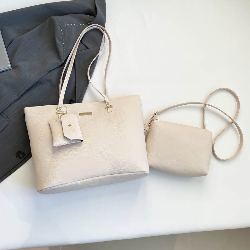 2025 Spring New Fashion Minimalist Tote Bag Set with Crossbody Purse, Soft PU Leather, Large Capacity for Daily Commute