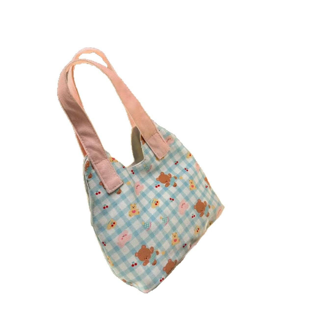 Cute Printed Bear Pattern Tote Bag for Women, Soft Fleece Material with Magnetic Closure and Double Straps