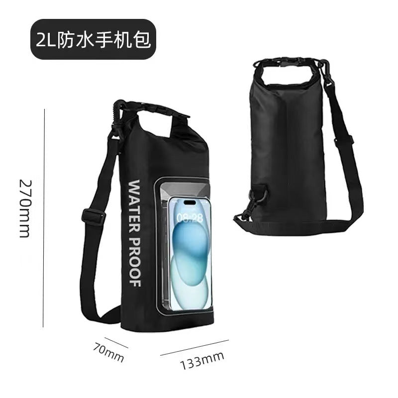 2L Waterproof PVC Bag with Phone Pocket for Outdoor Activities and Swimming - IPX6 Rated