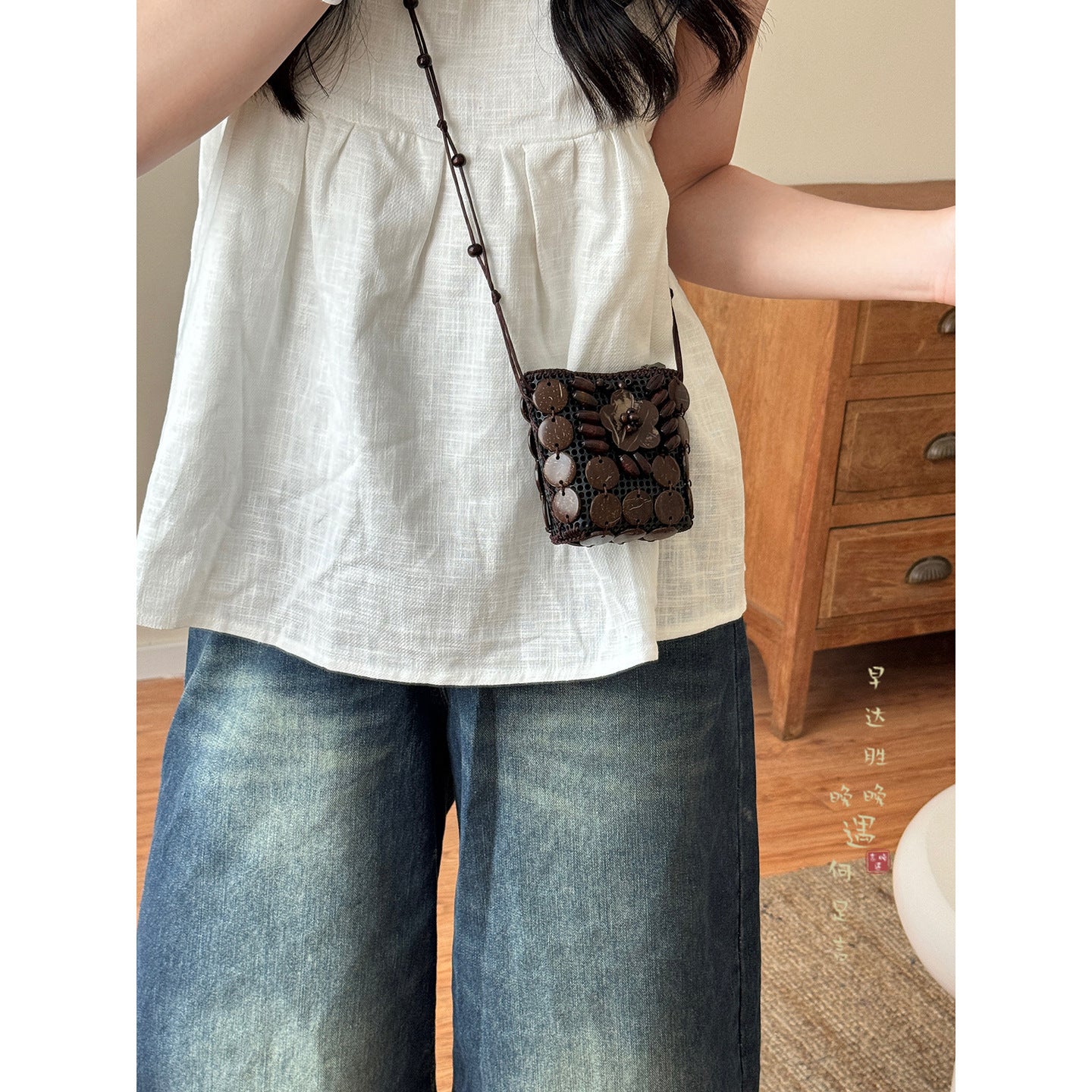 Bohemian Ethnic Style Coconut Shell Bag Women's Hand-Woven Mini Special-Interest Design Coin Purse