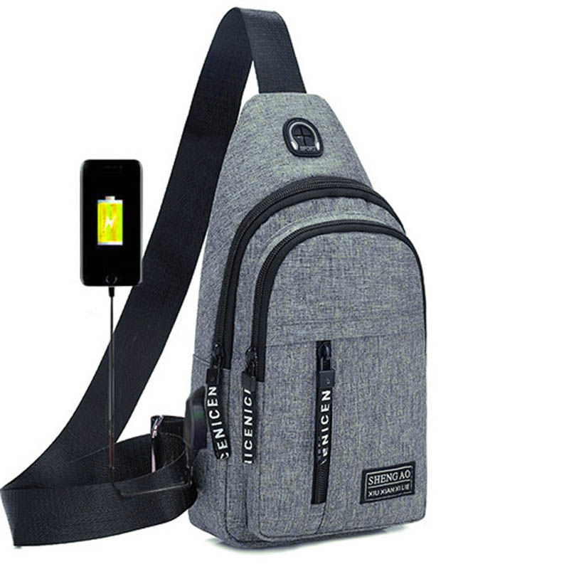 Stylish Men's Crossbody Bag with USB Charging Port, Fashionable Streetwear Design for Daily Use