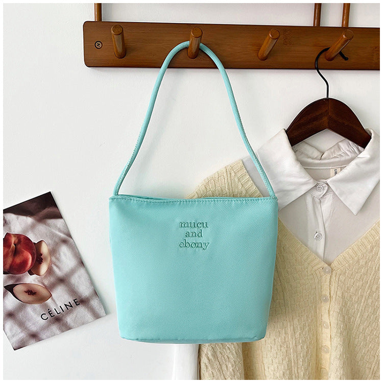 Handbag Women's Retro Simple Bucket Bag Casual Summer New Trendy One-Shoulder Bag