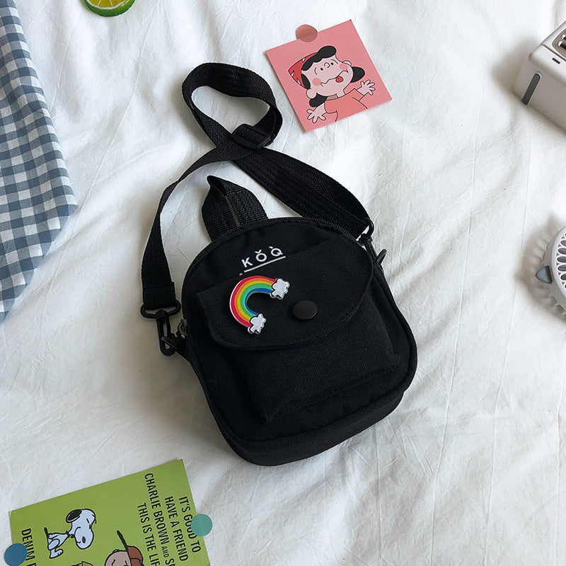 Cute Small Bag Women's New Fashion Versatile Canvas Messenger Bag Korean Casual Shoulder Small Square Bag