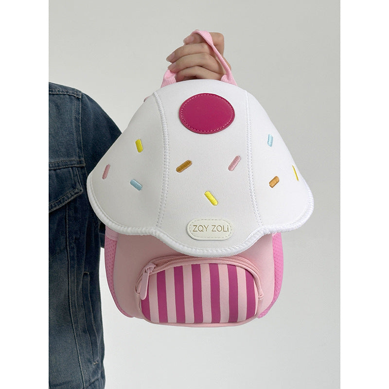 Cute Mushroom-Shaped Mini Backpack for Kids with Fun Sprinkle Design and Soft PU Material