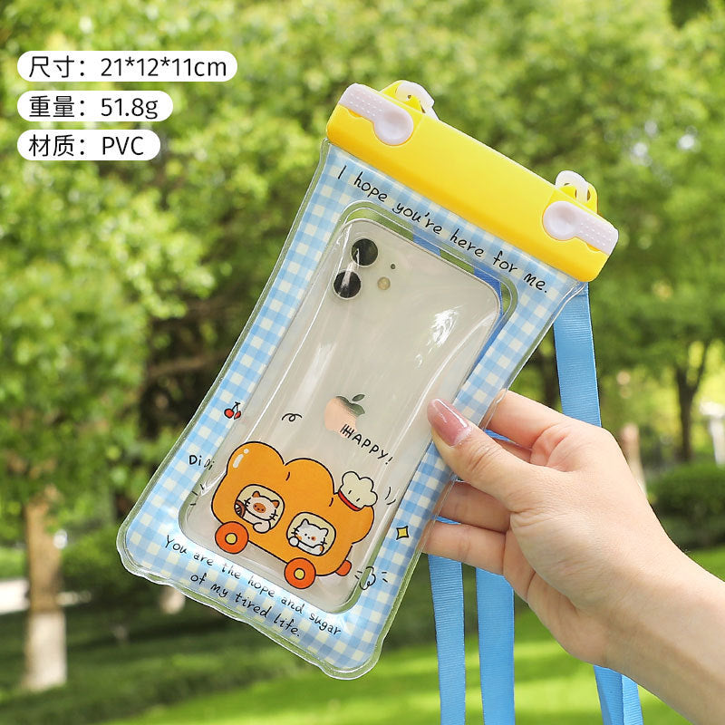 Cute Cartoon Waterproof Phone Pouch with Floating Design for Swimming, Hiking, and Outdoor Adventures