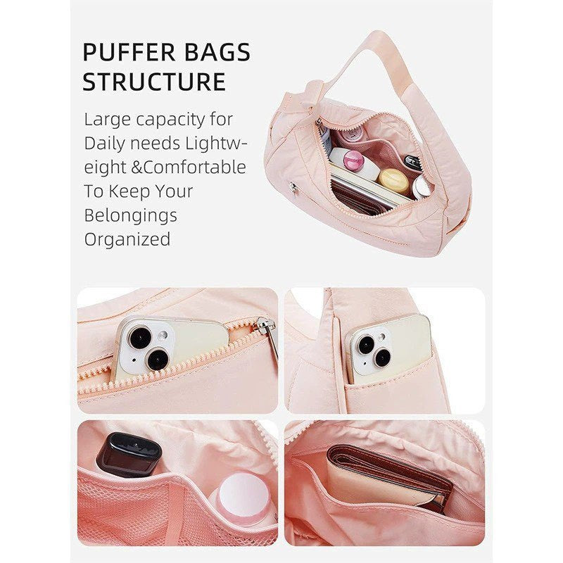 Nylon Shoulder Handbag Women's New Cotton Clothing down Underarm Bag Diamond Crossbody Bag