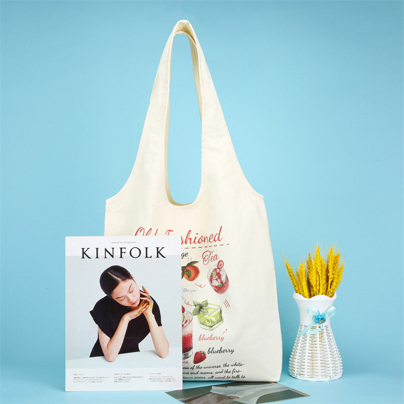 Fruit Printed Canvas Tote Bag Female Fashion Artistic Shoulder Bag Design Everyday Joker