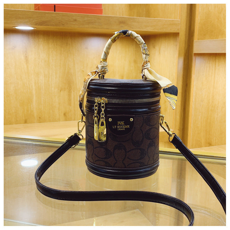 Jing Retro Bucket Bag New Presbyopic Printed Handbag Women's Fashion Shoulder Messenger Bag