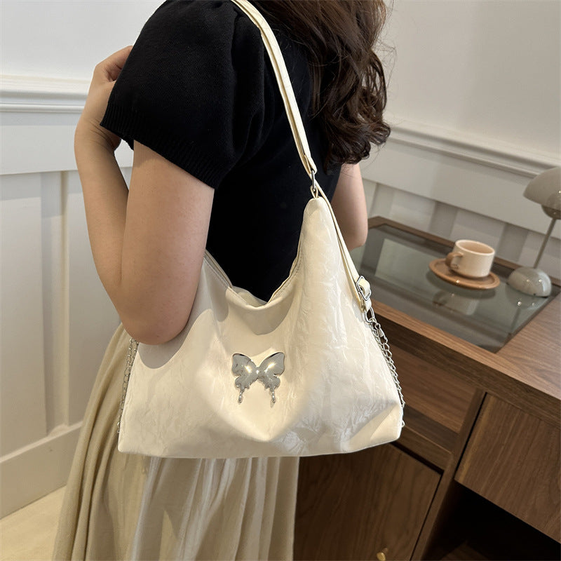 Butterfly Decorative Tote Bag Fashion Leisure Commute Chain Design Everyday Joker Crossbody Shoulder Bag