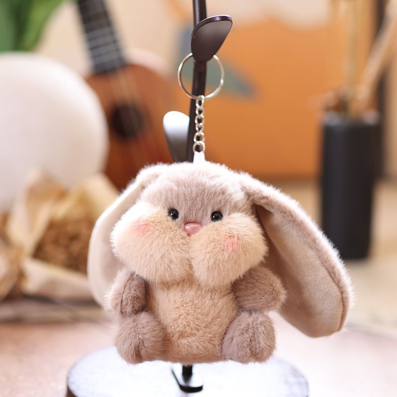 Cute Fluffy Bunny Keychain Plush Toy with Big Ears, Perfect for Bag or Keyring Decor
