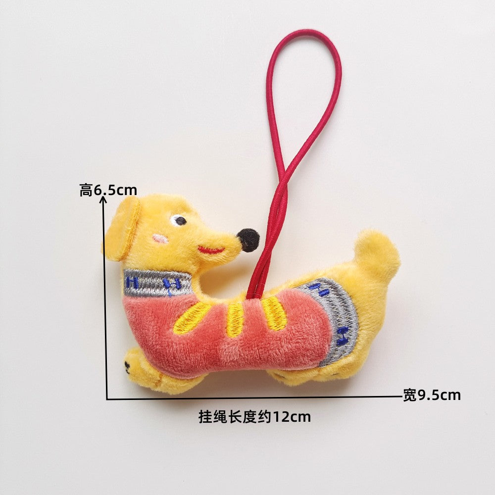 Cute Cartoon Dachshund Plush Keychain for Bag and Phone Decoration, Handmade Soft Toy with Stitched Details