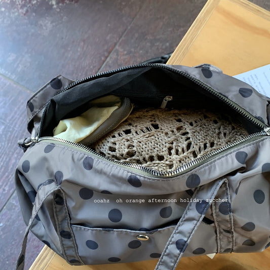 Chic Polka Dot Nylon Shoulder Bag with Zipper Closure and Inner Pocket for Everyday Urban Style