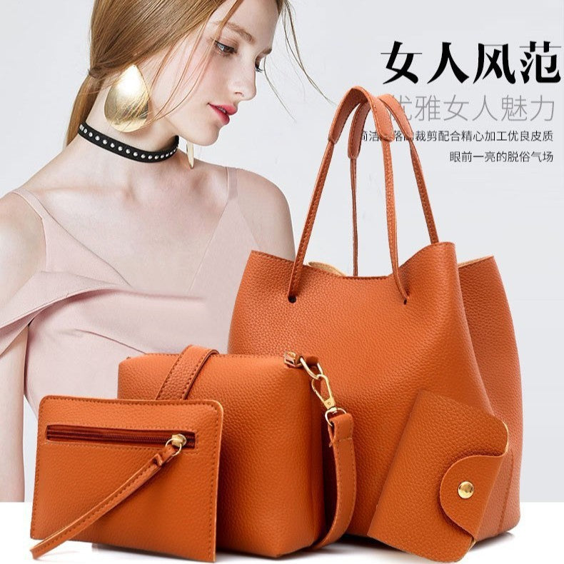Stylish Four-Piece Bag Set for Women, Minimalist Design with Magnetic Closure, Perfect for Daily Use
