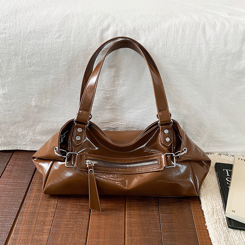 New Simple Pu Tote Bag Hot Girl Trendy Versatile Design Everyday Joker Commuter Bag