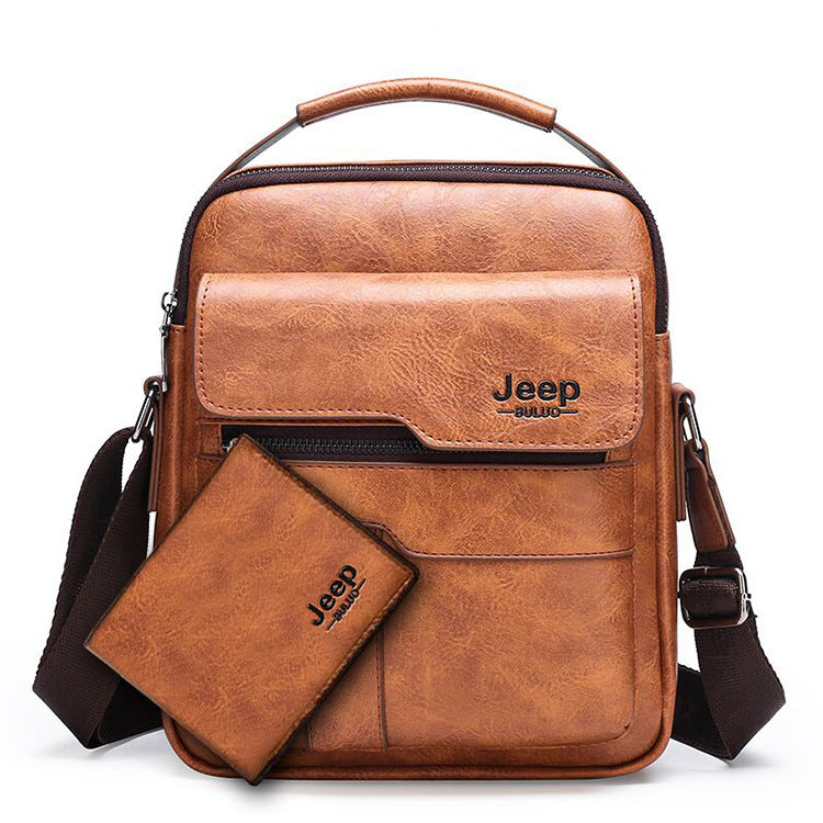 Retro Men's Shoulder Bag with Large Capacity, PU Leather Crossbody Bag for Business and Casual Use, Featuring Zipper Pockets and Stylish Stitching Design