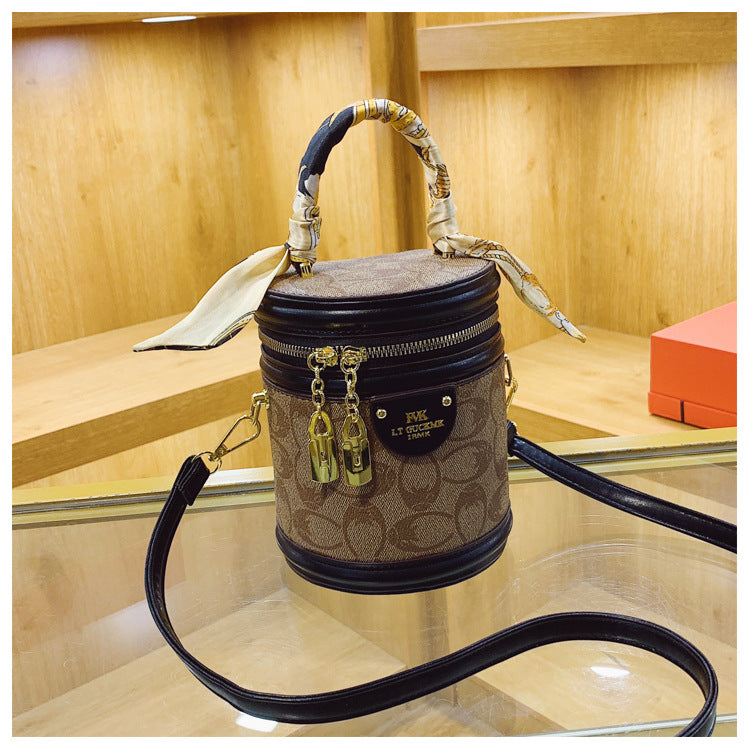 Jing Retro Bucket Bag New Presbyopic Printed Handbag Women's Fashion Shoulder Messenger Bag