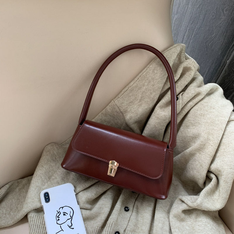 Vintage Chic Mini Tote Bag with Gold Clasp and Curved Handle for Everyday Style